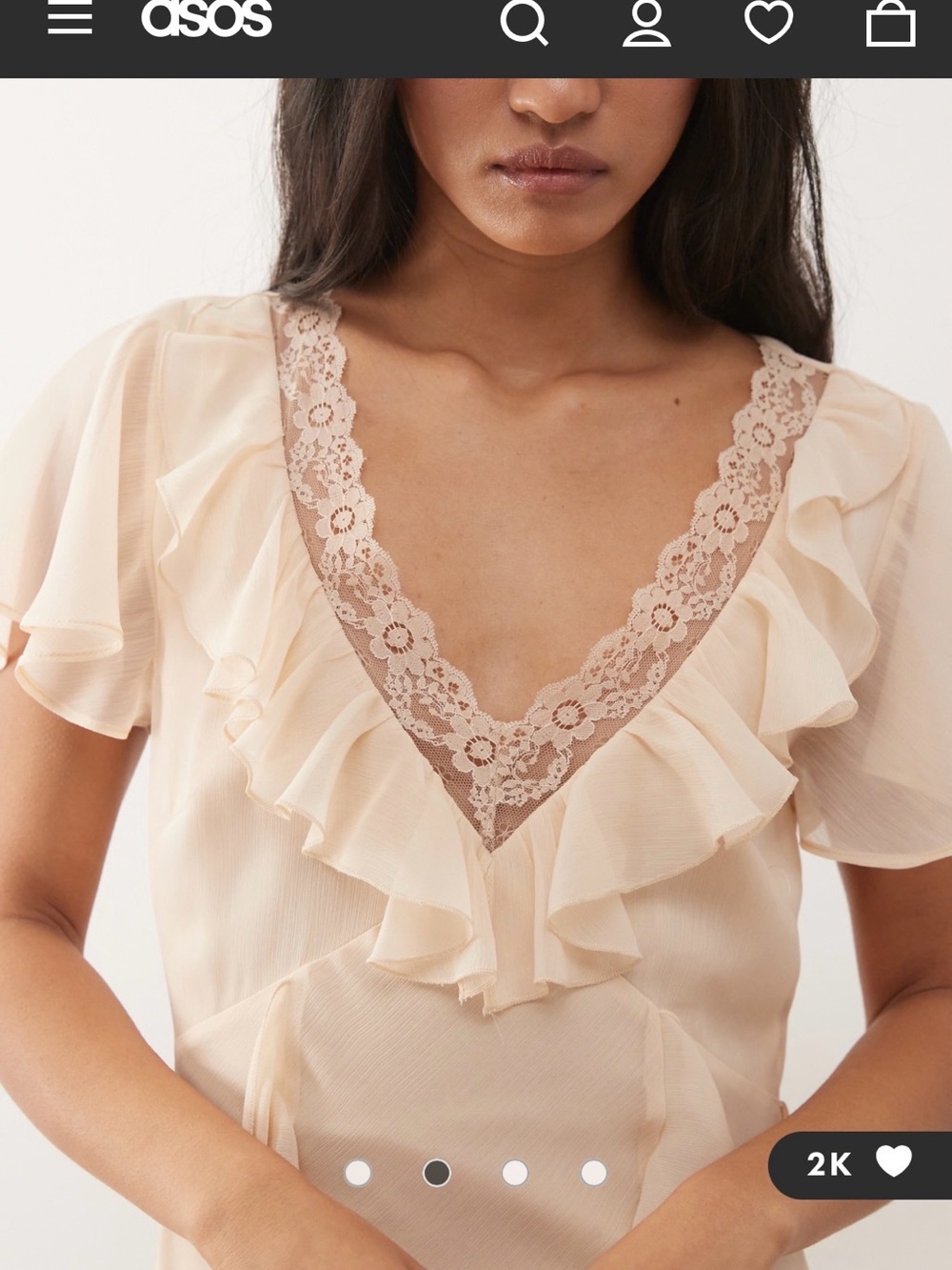 ASOS Cream Ruffle Trim Maxi Dress - Picture 2 of 3